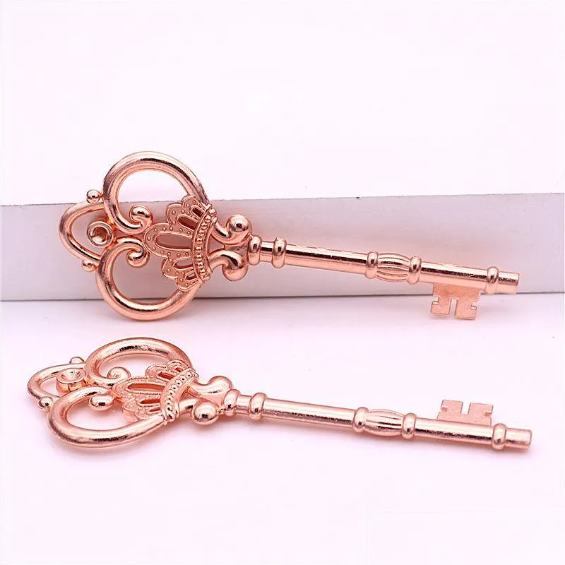 Charms Sweet Bell 10 Pz / lotto 32X84 Mm Oro Rosa Fascino Lega Di Metallo Antico Bella Grande Corona Chiave Vintage Gioielli Chiavi D01821 Goccia Deli Dhcln