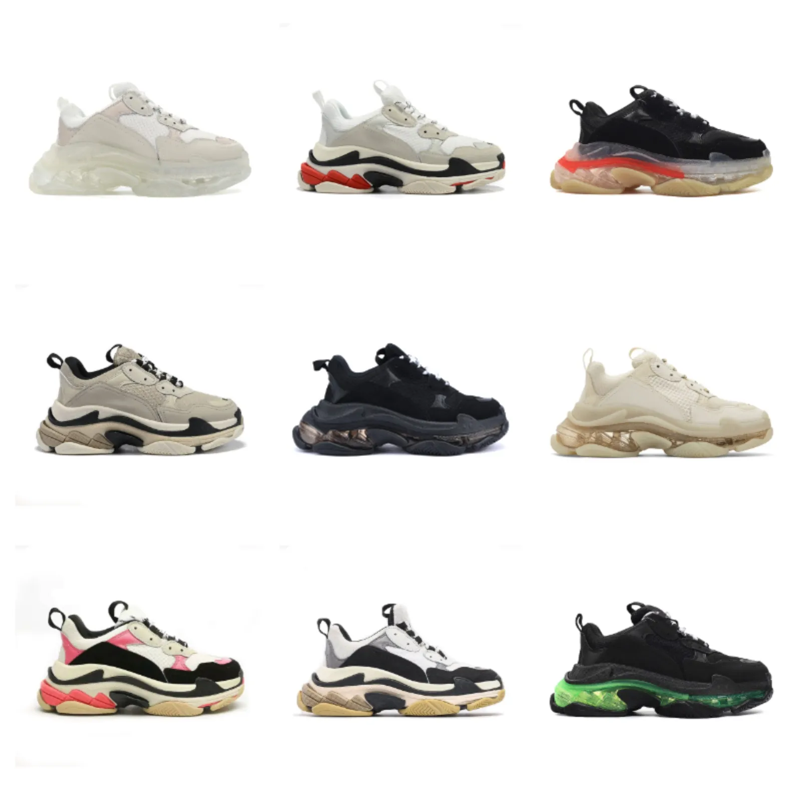 23S triple s mens women designer casual shoes b30 platform sneakers clear sole black bottom white grey red pink red Royal Neon Green dhgate trainers