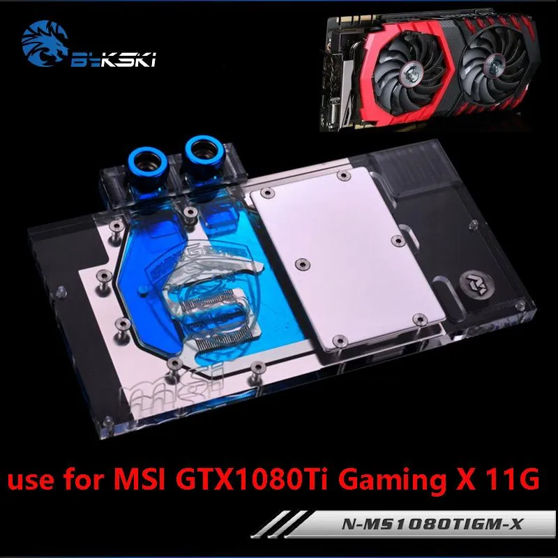 Soğutma Bykski Su Bloğu MSI GTX1080TI Oyun X 11G / Zırh 11G OC / Tam Kapak Grafik Kartı Bakır Radyatör Bloğu RGB Işık