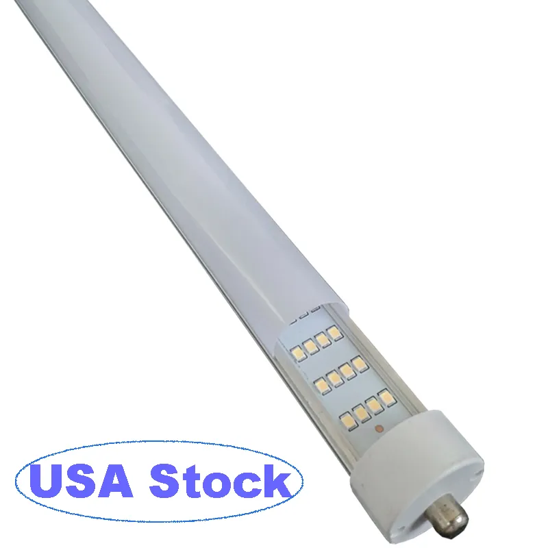 Tube LED à une broche FA8 Base T8 8 pieds 4 rangées 144W, couverture laiteuse givrée, blanc froid 6500k, remplacement du tube fluorescent, dérivation du ballast, alimentation à double extrémité oemled