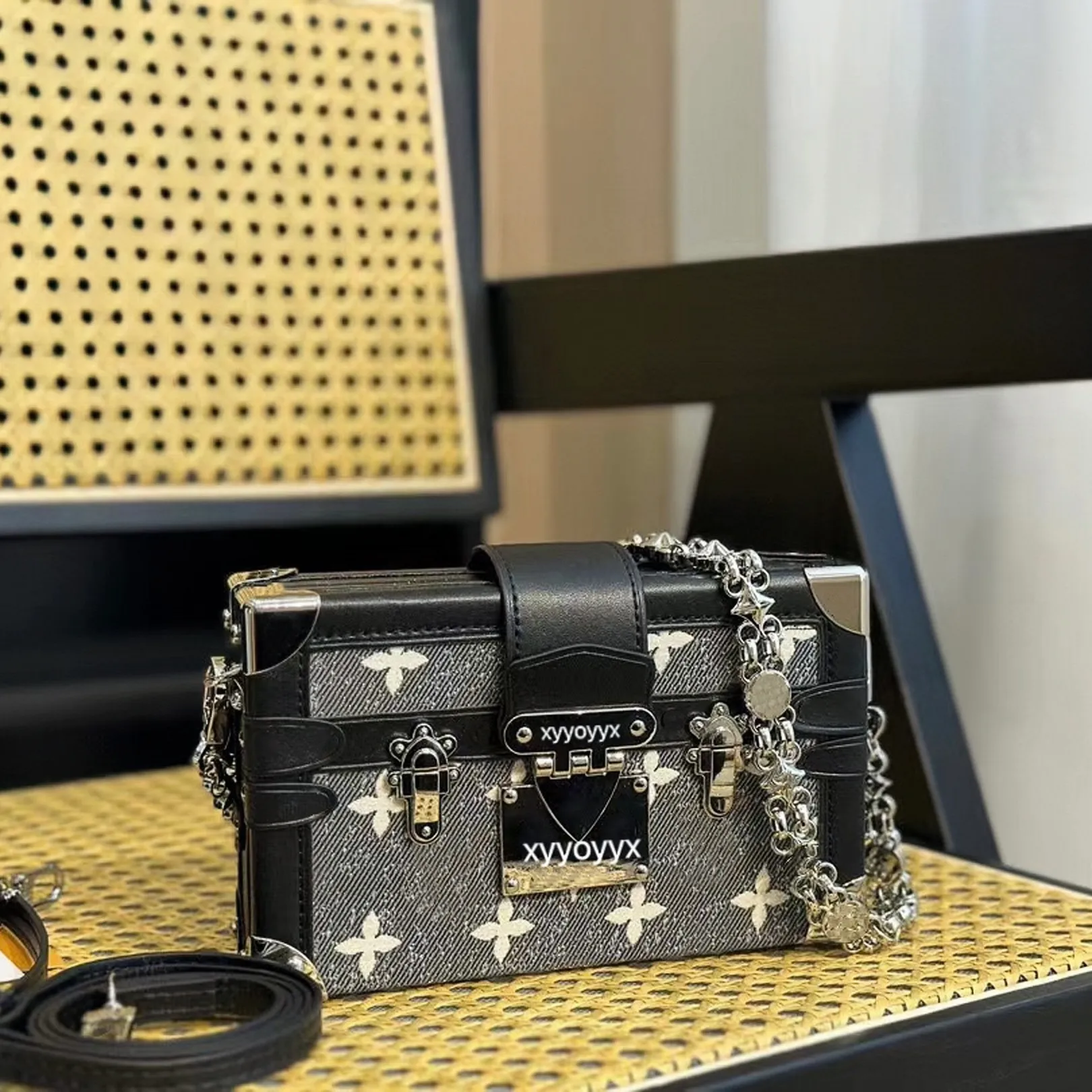 Structured mini lock crossbody bag clearance
