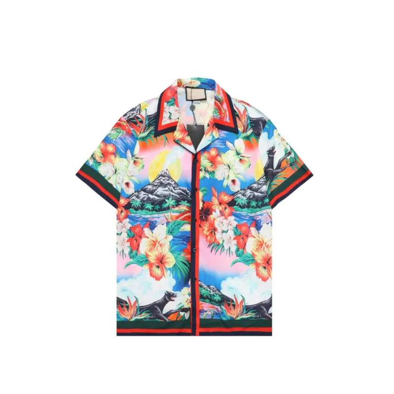 Chemises décontractées pour hommes Style hauts d'été pour hommes chemise à fleurs de plage hawaïenne à manches courtes mince Streetwear robe à manches courtes tee 789789