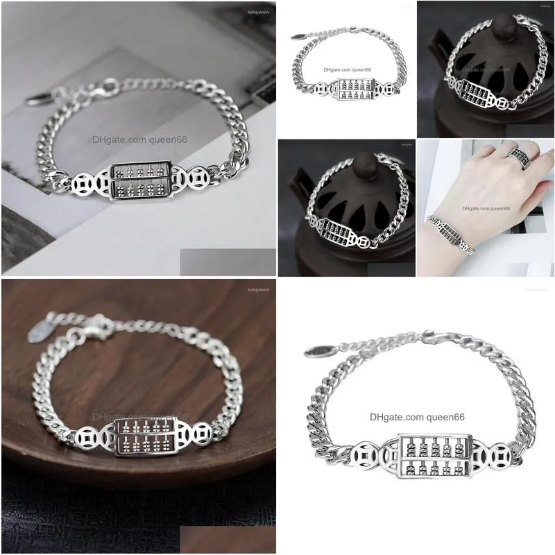 Kedjelänkarmband Vitguldpläterad klassisk och etnisk stil Fin beräkning Abacus Armband Womens Bead Hollow Personality Orna Dh89q