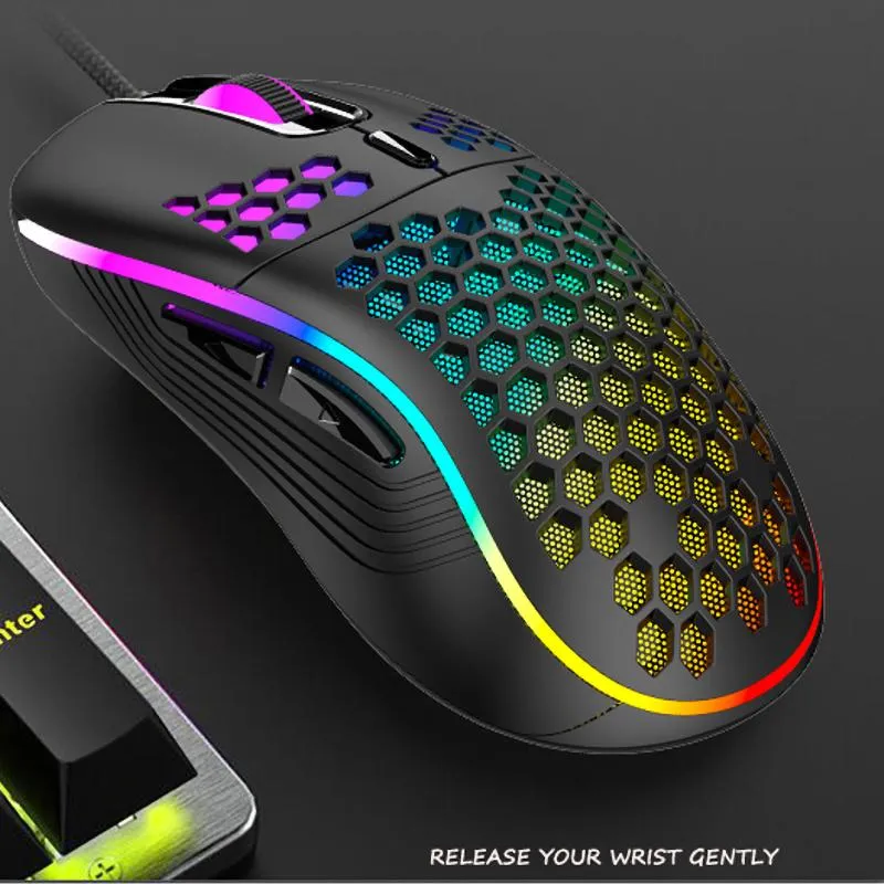 Mice Light Honeycomb Wired Gaming Mouse RGB Backlit 6 Key 7200DPI Mice Macro Programming Mause for PC Laptop Desktop Computer Gamer