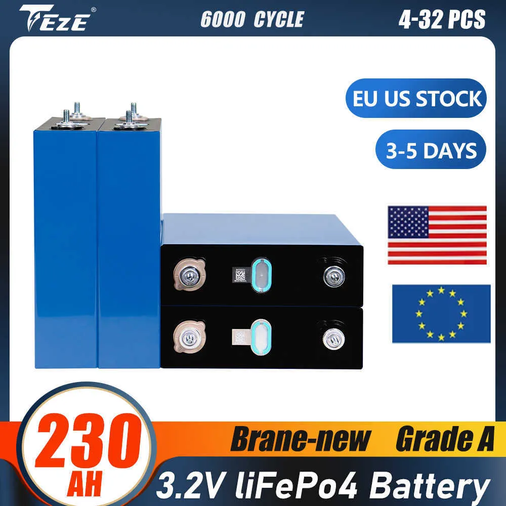 Оценка A 3,2V LifePo4 230AH Батарея Новая перезаряжаемая батарея DIY RV Home Energy Storag Cell Eu Warehouse Fast Delivery