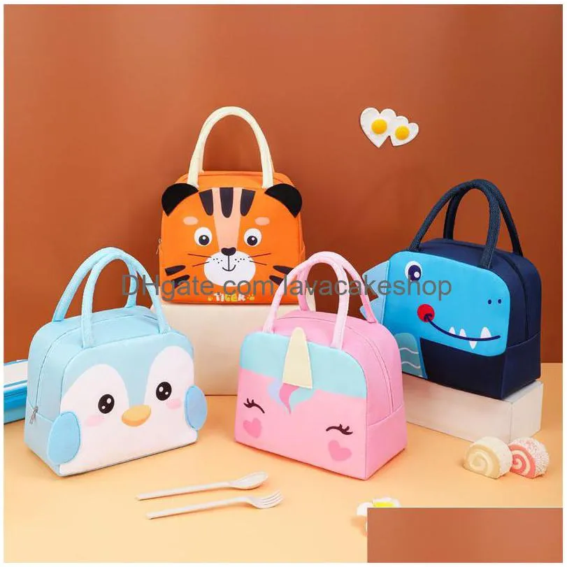 Boîtes À Lunch Sacs Thermique Insated Box Conception De Bande Dessinée Fourre-Tout Sac Glacière Bento Pouch Conteneur Enfants École Sacs De Stockage De Nourriture Drop Deliver Dheu3