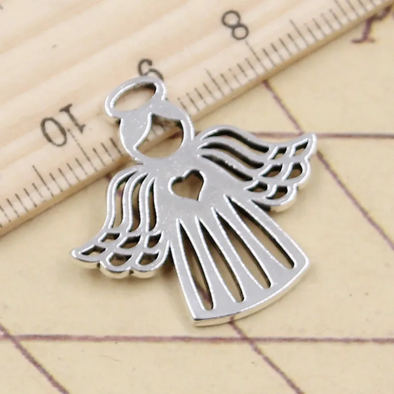10 -stcs Charms Love the Heart Angel 27x28mm Tibetaanse zilveren kleur hangers antieke sieraden maken DIY handgemaakt ambacht