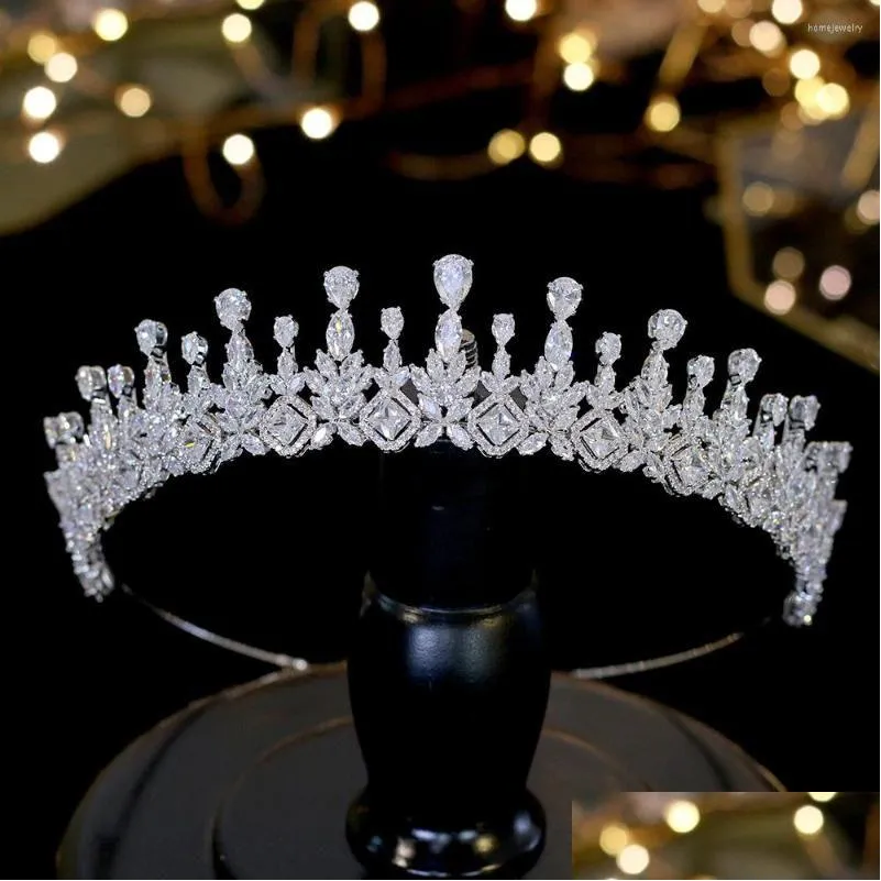 Hårklämmor Barrettes Asnora utsökta tiaror Simple Crystal Crown Female Wedding HeadDress Bride Graduation Smycken Tillbehör A0 DHCUI
