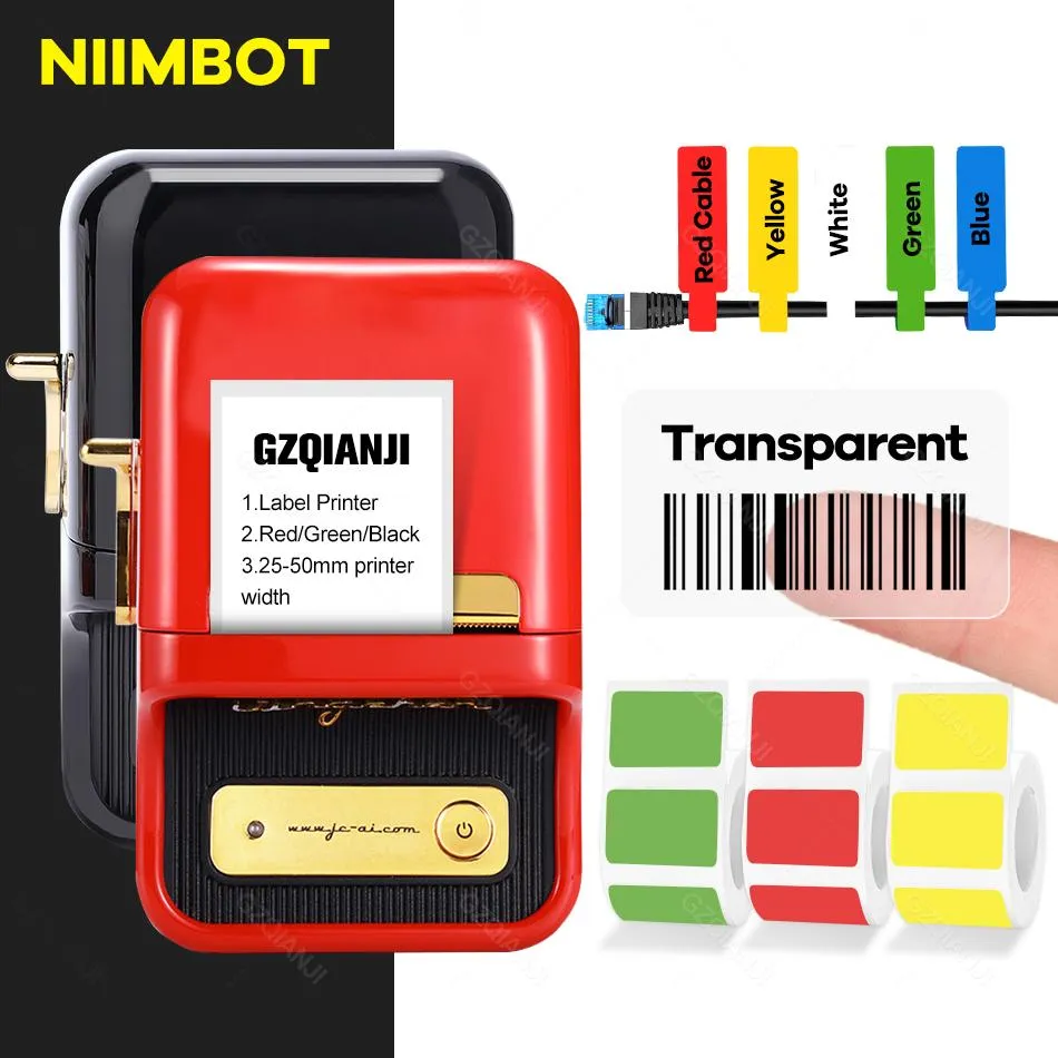 Imprimantes Niimbot B21 Étiquette Imprimante autocollant thermique Barcode Portable Imprimante Papier Roule de 20 mm à 50 mm pour téléphone mobile iPad Android / iOS