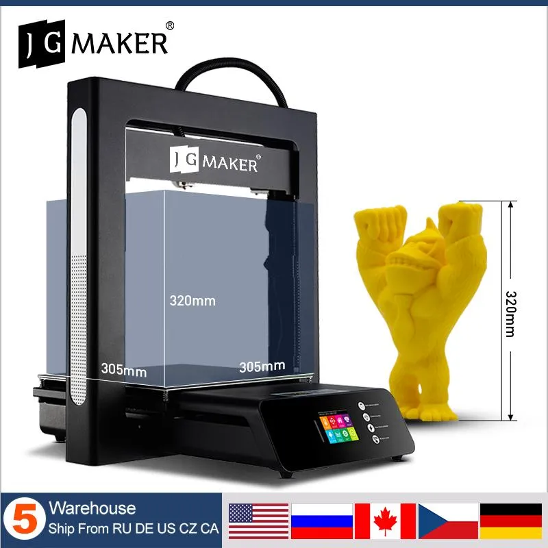 Skrivare JGMAKER A5S 3D -skrivare DIY -kit 32 bitars moderkort Hög Precision Stor utskriftsstorlek 12*12*12,6 tum Dual Z Axis Impresora