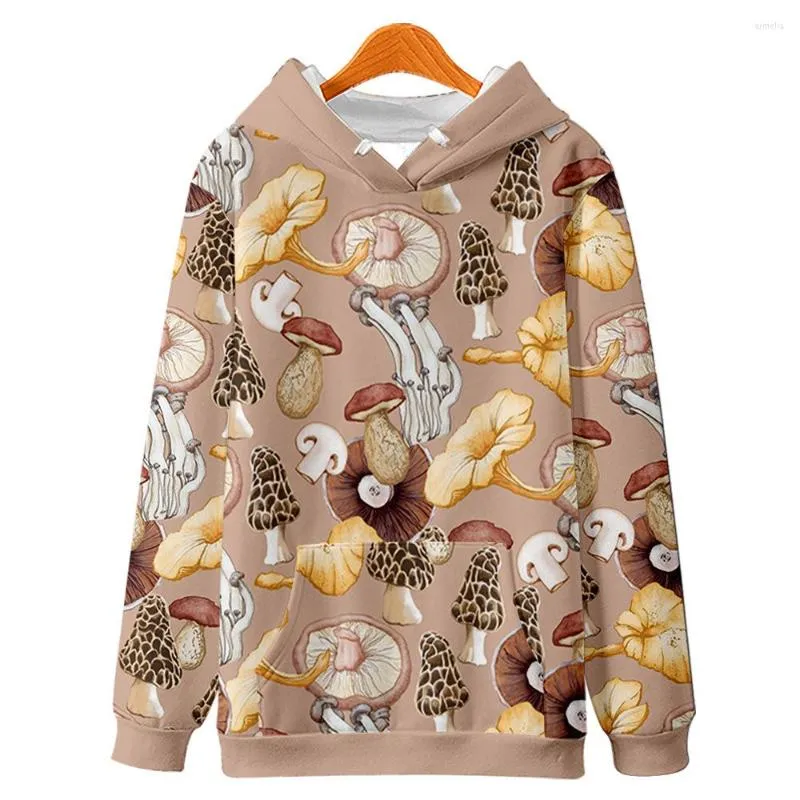 Felpe con cappuccio da uomo 2023 Arrivo Mushroom Floral Ideas Felpa con cappuccio Pullover 3D Felpa a maniche lunghe Plus Size per uomo e donna Abbigliamento