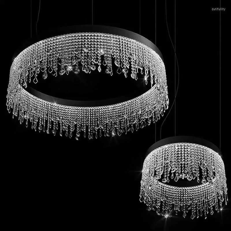 Подвесные лампы современный глянцевый хрустальный светодиодный люстра для гостиной