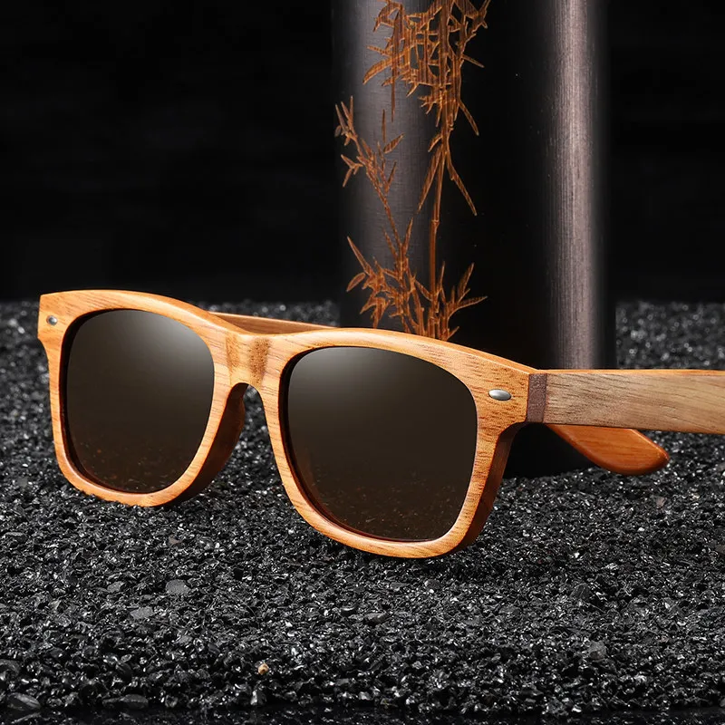 GM Polarized Wooden Bamboo Sunglasses With UV400 Protection And