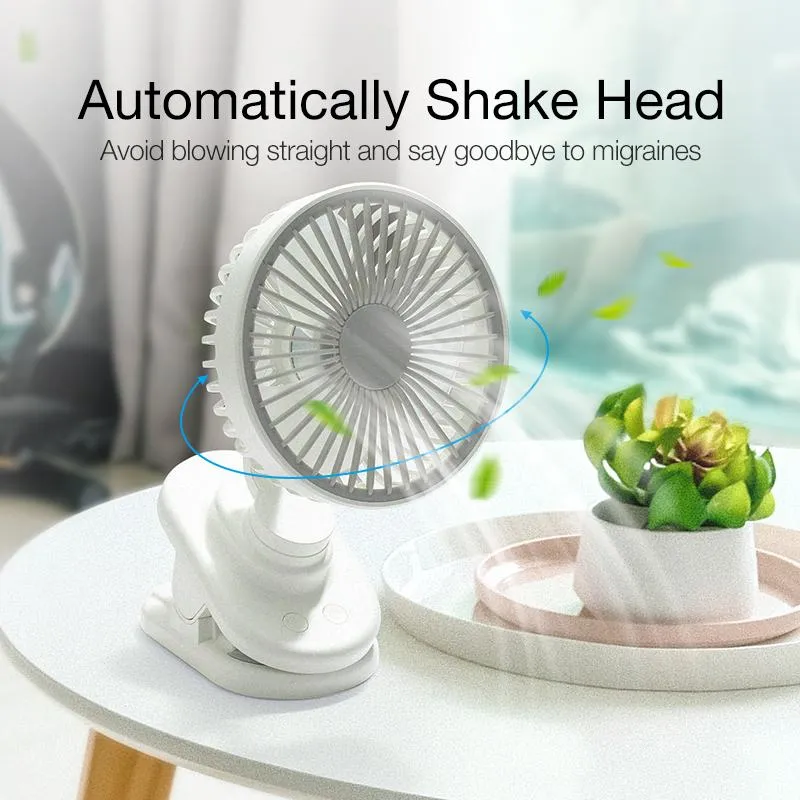 Gadgets Cafele Automatic Shake Mini Usb Fan Portable Strong Wind Table Fan 3 Speend Quiet Desk Air Blower For Office Household Traveling