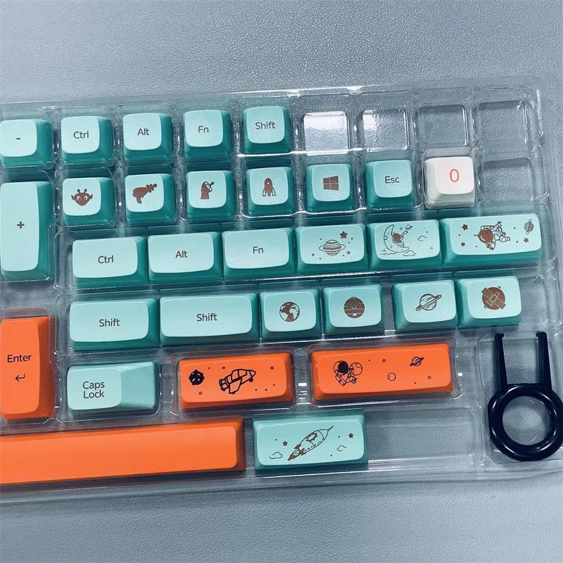 Zubehör XDA V2 Happy Planet Dye Sub Keycap Set Dick PBT für Tastatur GH60 POKER 87 TKL 104 ANSI XD64 BM60 XD68 XD84 XD96 Orange Cyan