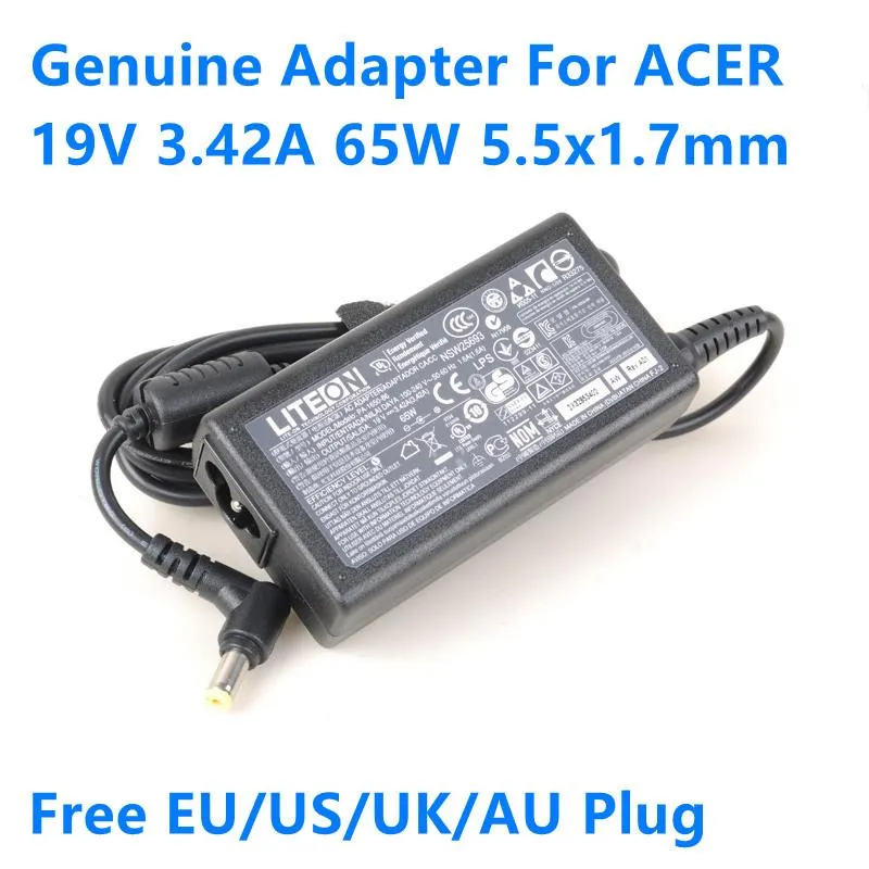 Adaptateur authentique 19V 3.42A 65W Liteon PA170002 PA165086 PA165022 Adaptateur AC pour ACER Aspire 5310 5330 TM4750 TM5742 CHARGEUR D'UNE LAPTOP