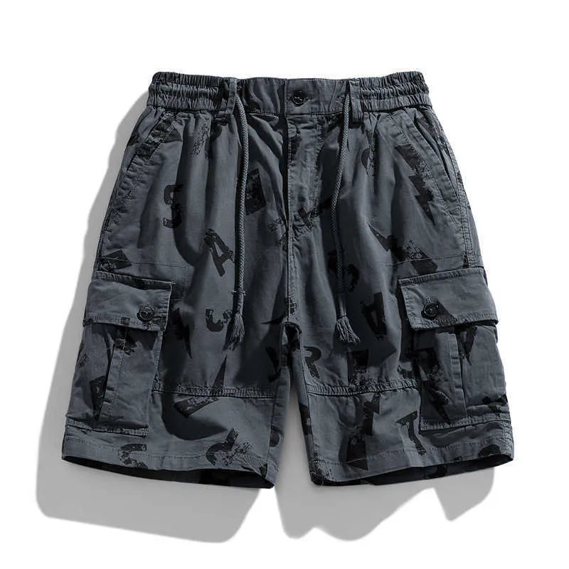 New Summer Men's Camouflage Work Shorts Trendy Brand Loose Multi Bag Casual Pantsi