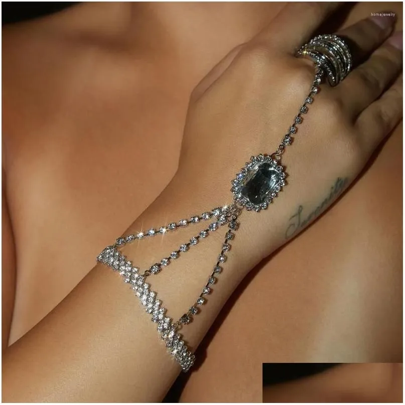 Kette Link Armbänder Rhombus Armband für Frauen Luxus Ring Hand Schmuck Mode Ins Trend Hochzeit Zubehör Kristall Armreif Drop de Dh3J7