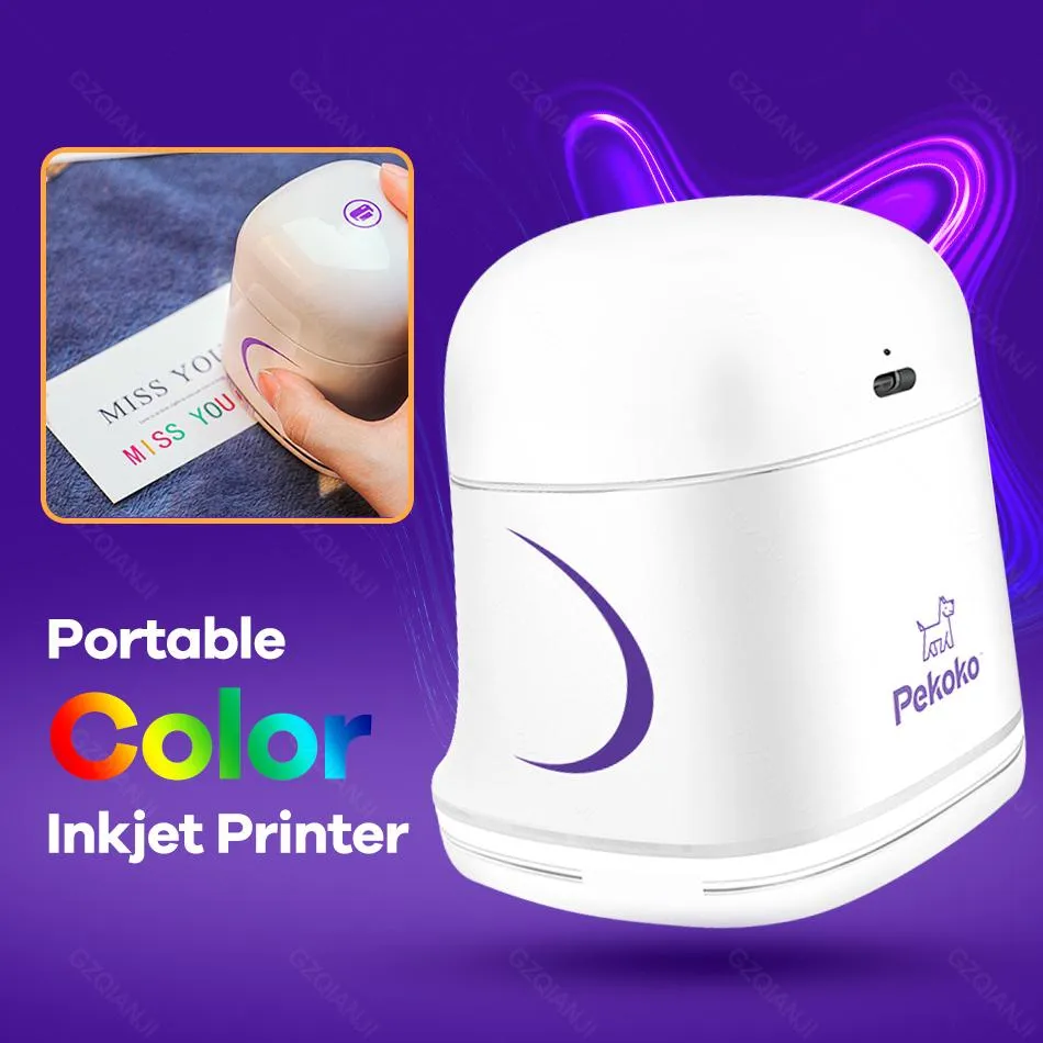 Skrivare Mini Portable Ink Color Printer Handheld Printer Inkjet Printing Machine för alla ytor DIY -mönsterkodtryck Pekoko