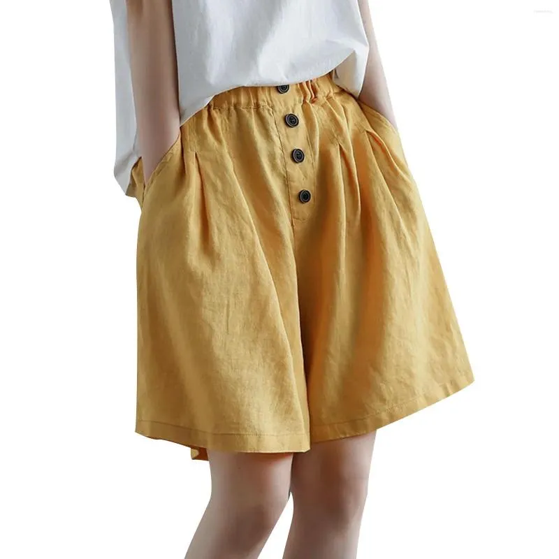Shorts pour femmes bouton ample coton lin pantalon à jambes larges décontracté dame basket-ball combinaison pantalon costumes pour femmes avec pull