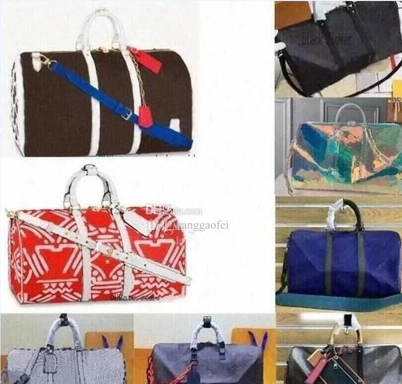 더플 백 여름 여행 가방 디자이너 가방 여성과 남자 토트 백 오리지널 먼지 가방을 가진 다기능 대용량 핸드백