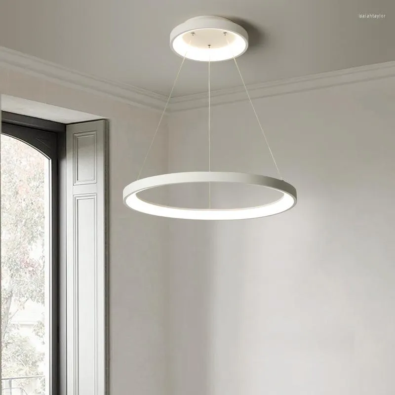 Lampes suspendues LED salle à manger lumières chambre décoration de la maison éclairage intérieur lampe pour étude de table salon luxe blanc noir couleur