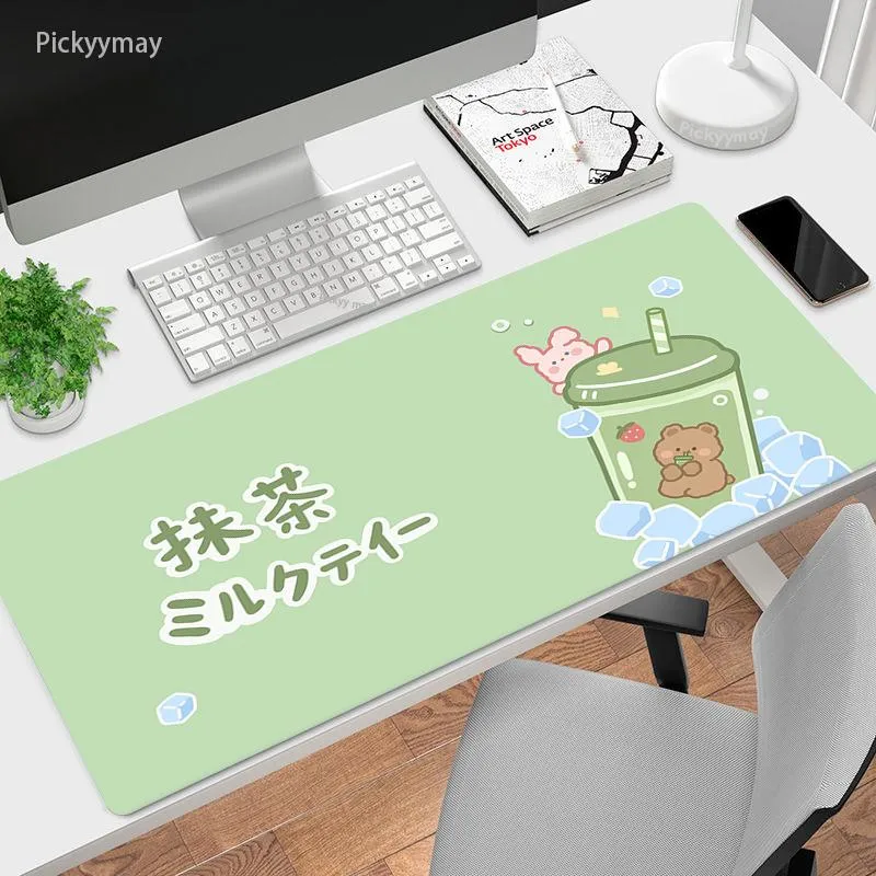 パッドかわいいアニメマウスパッドマーズ抹茶グリーンオフィスデスクマットマットマットマウスパッドカワイイオフィスアクセサリーPCテーブルラグXXL