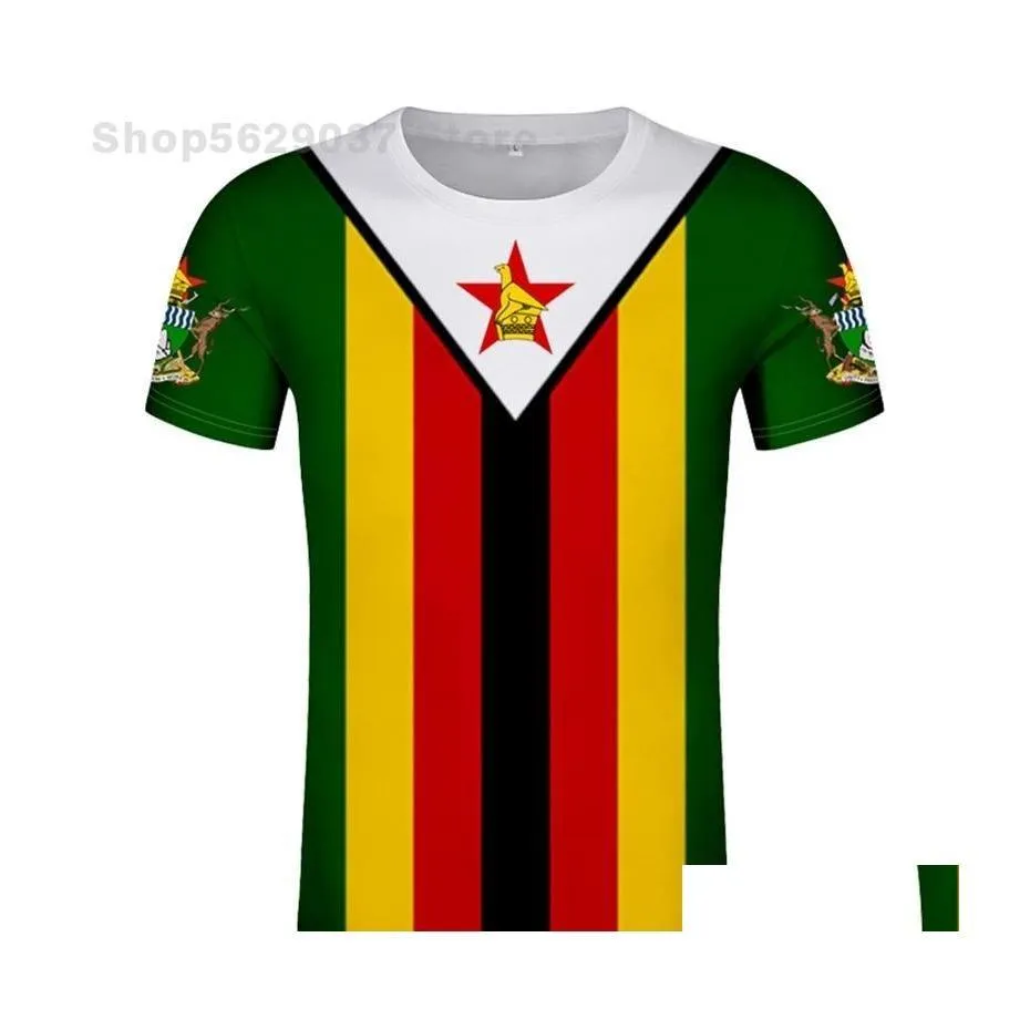 T-shirts pour hommes T-shirts pour hommes Zimbabwe T-shirt Diy Nom personnalisé Numéro Zwe Tshirt Nation Drapeau Zw Country College Yezimbabwe Zimbabwéen Dh5Xc