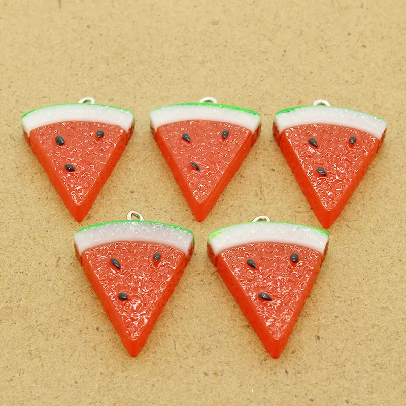 10pcs 32x23mm Fruta Watermelon Resina Charms fofo pingente para brincar acessório de chaveiro Diy Summer Jewelry fabricação