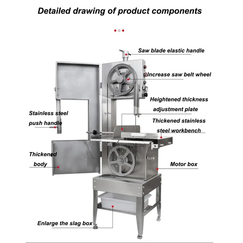 Coupe-viande en acier inoxydable, machine électrique de sciage des