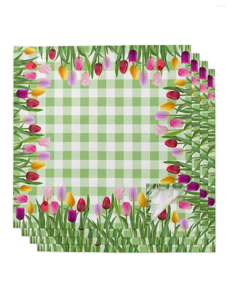 Tovagliolo da tavola 4 pezzi Tulipano Pasqua Fiori Idilliaco Plaid Quadrato 50 cm Decorazione di nozze Panno Cucina Cena Tovaglioli