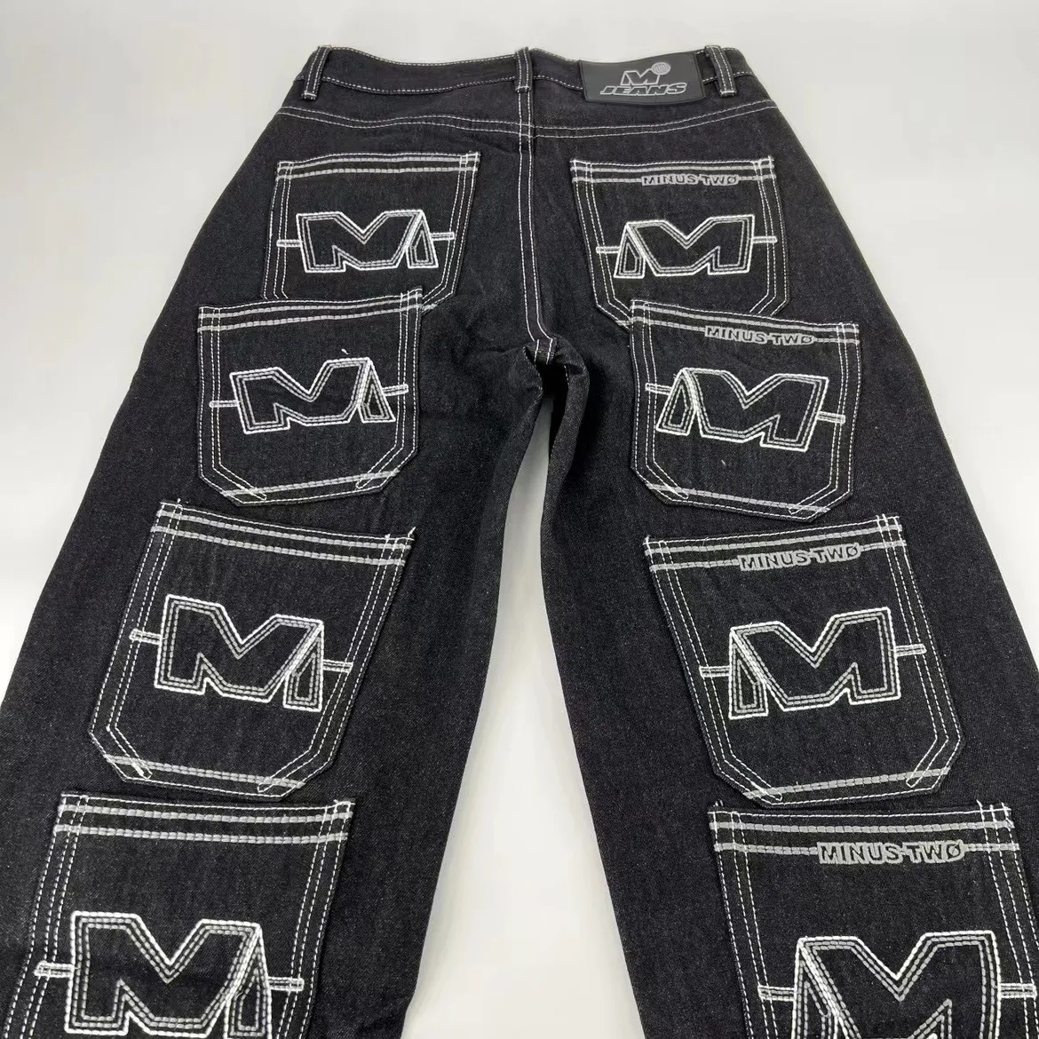 Mens multi pocket jeans hot sale