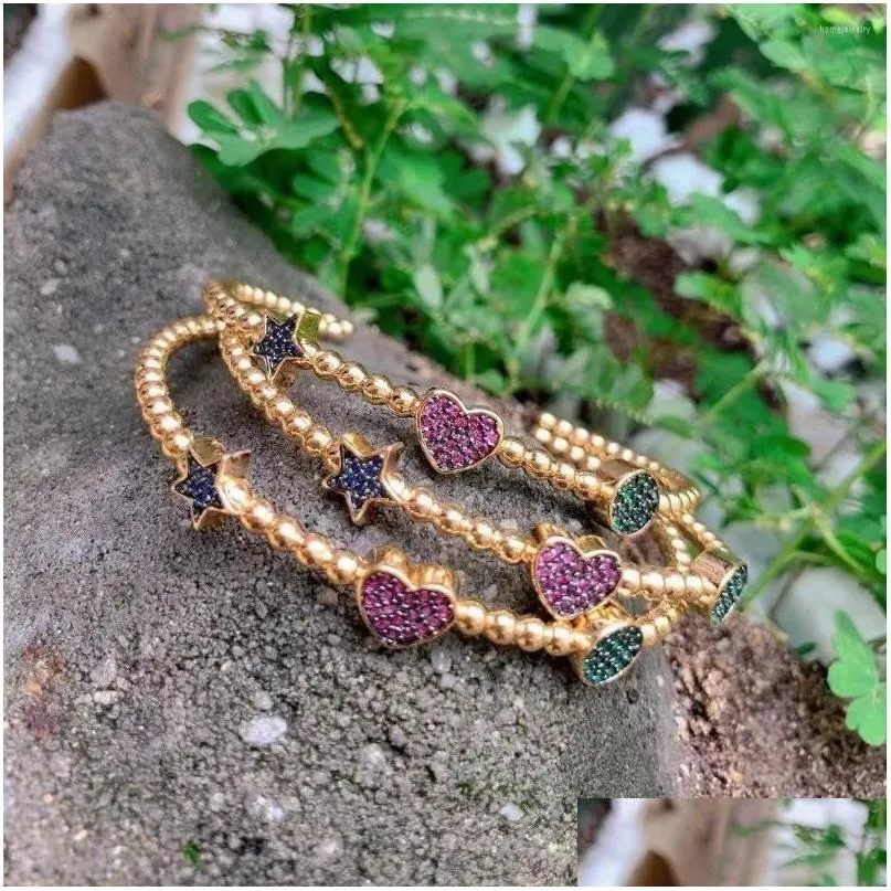 Bangle 5pcs Minimalist Heart Star Shape para mulheres Gold Cz Pavimenta Bracelets Bangles Bangles Jewelry Gifts Deliver