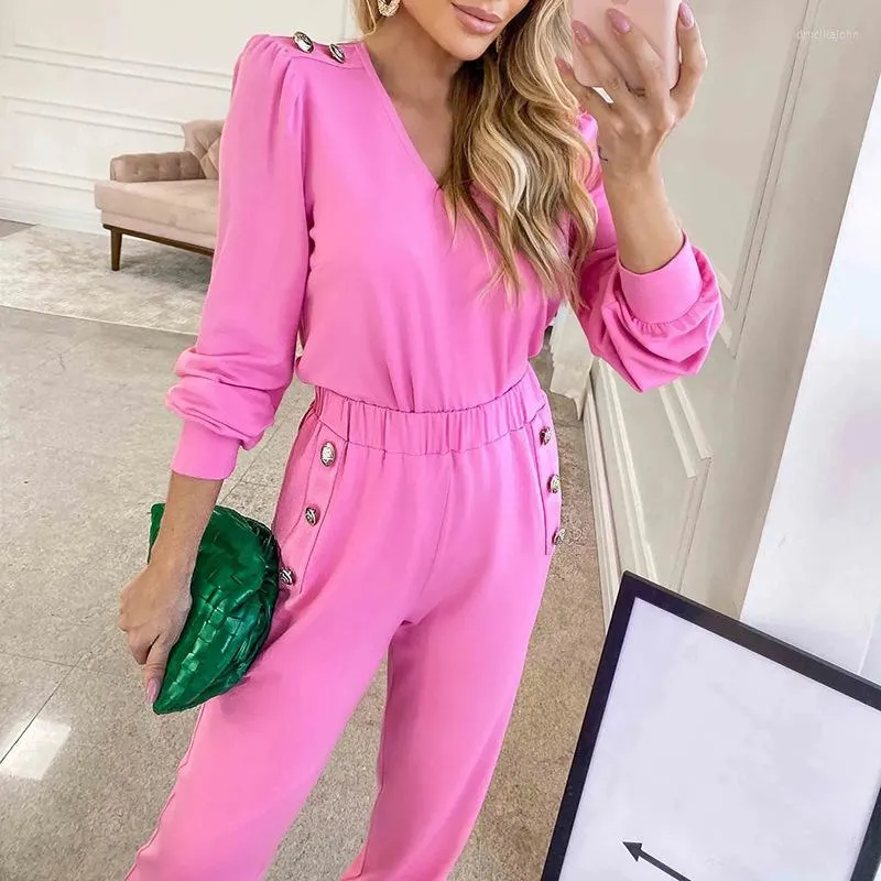 نساء من قطعتين سراويل للسيدات 2023 Pullove Long Sleeve Ladeve Suit Edual Female Sports Sports Suits Litness Sportswear