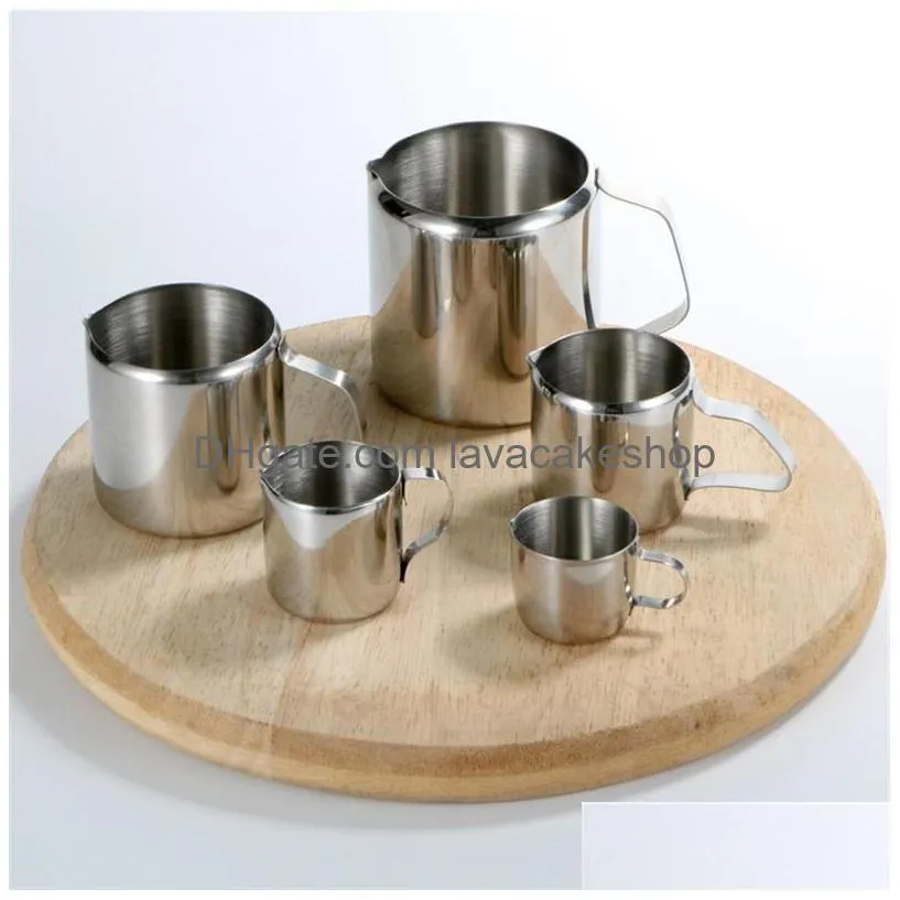 Tazze Tazza in acciaio inossidabile Latte Mini Bocca affilata Boccale Pl Brocca per schiuma di fiori Brocca Caffetteria Varie dimensioni 9 3Jr K2 Drop Delivery H Dhztp