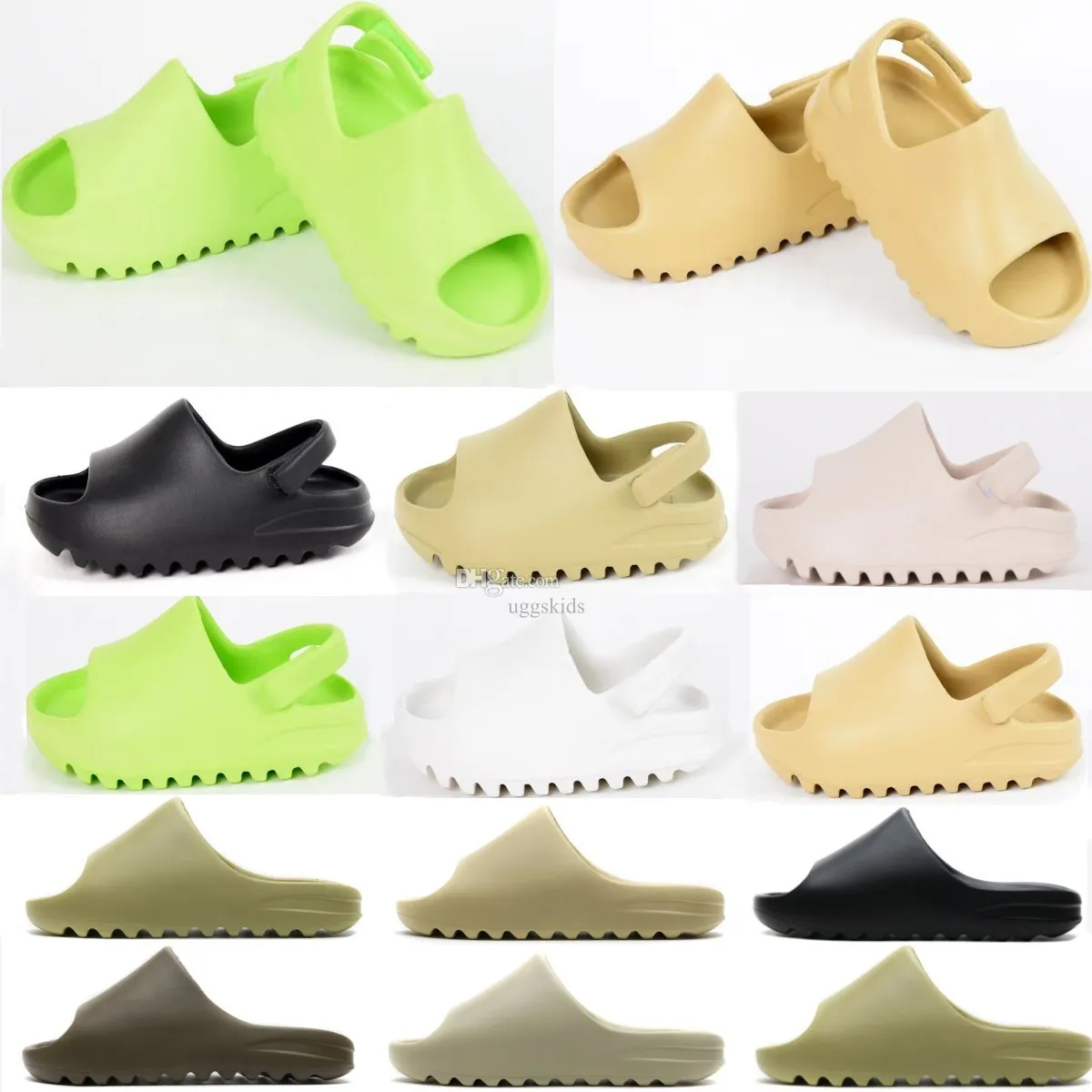 Småbarns tofflor Kids Sandaler Slides Toddlers Shoes Eva Parent-Child toffla Baby Boy Gril Pure Harts Black Trainers Kid Shoe