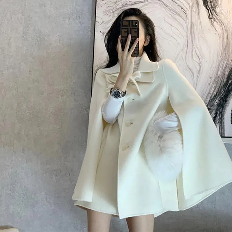 Womens Elegant White Woolen Cape Cape Coat Women For Autumn Winter