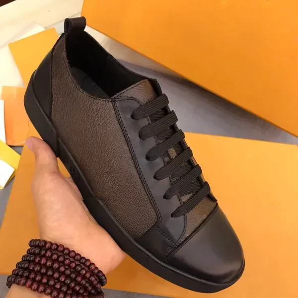 Klassiska svartbruna män skor riktiga läder män sneakers loafers snörning låg topp mode casual sko designers skor man storlek 38-45