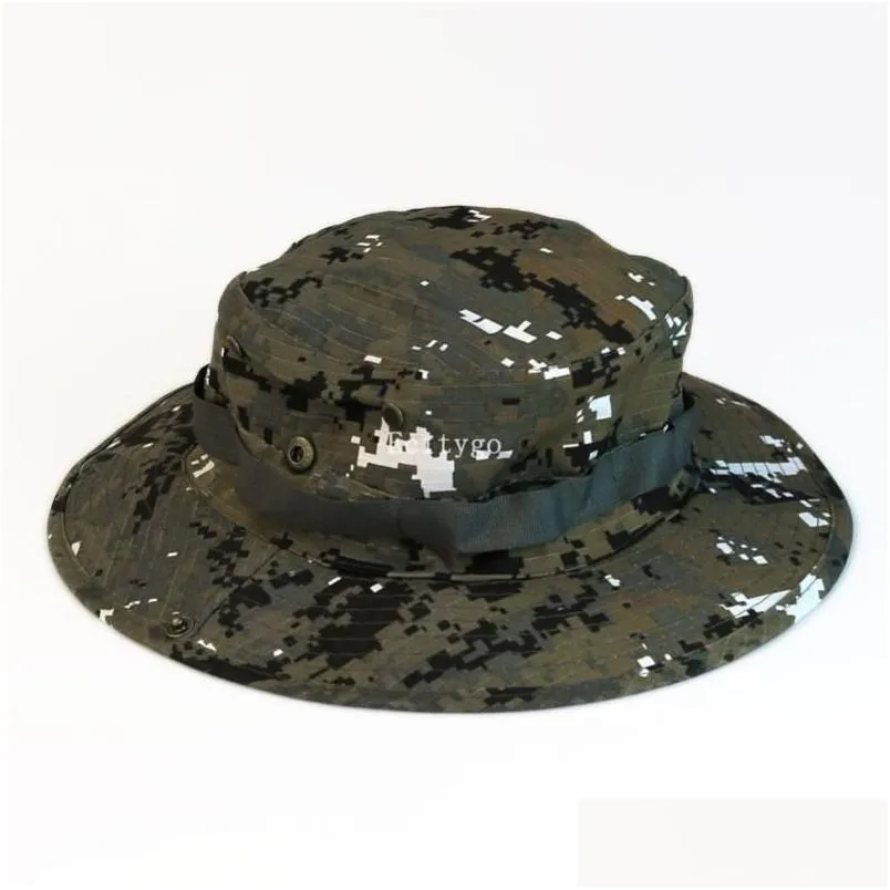 Chapéus de borda ardente Wholesale5x feminino massex unissex legal camufleflage boonie bon bucket bush bush exército pesca caminhada a2 chapéu de caça d dhj9b