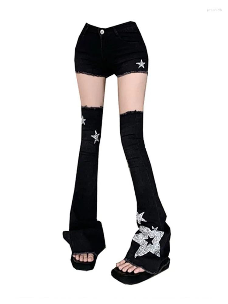 Dżinsowe dżinsy Summer Women Gothic HARAJUKU Fashion Slim Jean Shorts Denim Star Y2K Streetwear Gyaru Pants 2000s Esthetic E-Girl Grunge