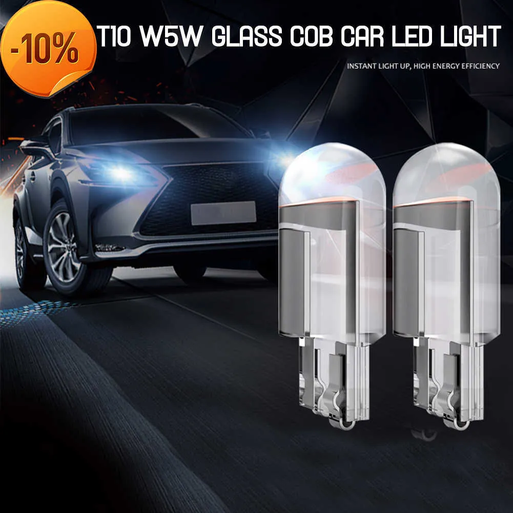 Nowa nowa LED Cob W5W T10 Pure Glass Car żarówka 6000K White Auto Auto Płyta rejestracyjna Lampa Dome Light Reading DRL Style 12V