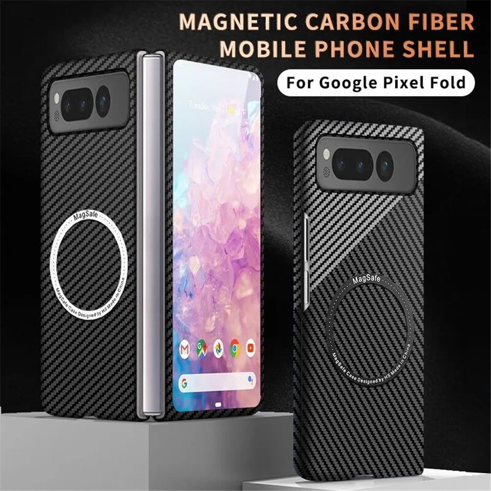 Custodia sottile wireless magnetica in fibra di carbonio per Google Pixel Fold Matte Cover rigida per PC
