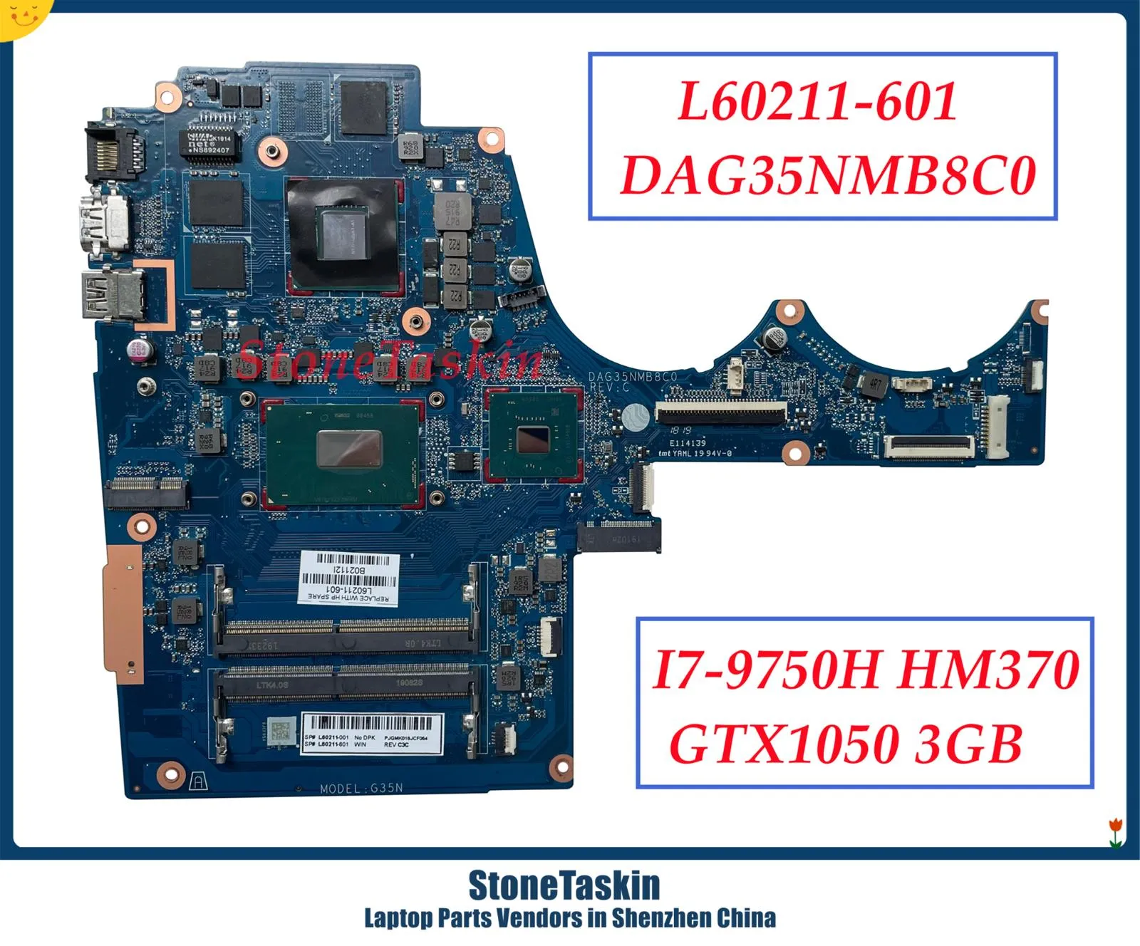 HP Pavilion 15BCラップトップマザーボードDAG35NMB8C0 L620211501 I79750H HM370 DSC1050 3GB MB DDR4