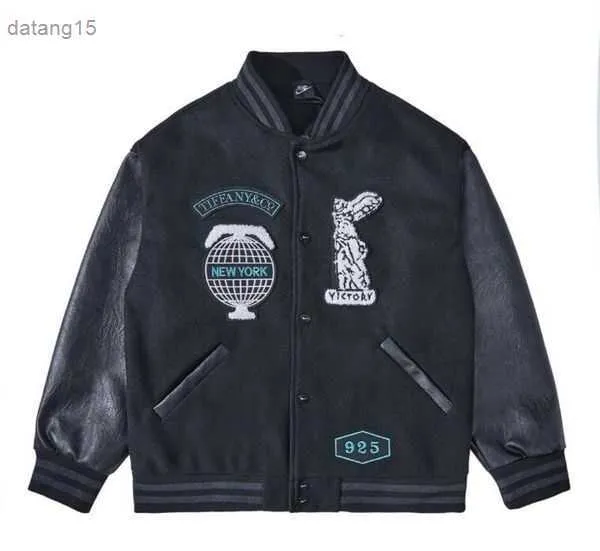 Jackets de beisebol Men Jacket Tiffany Leather Sleeve York Mens Casacos 925 1 23i0