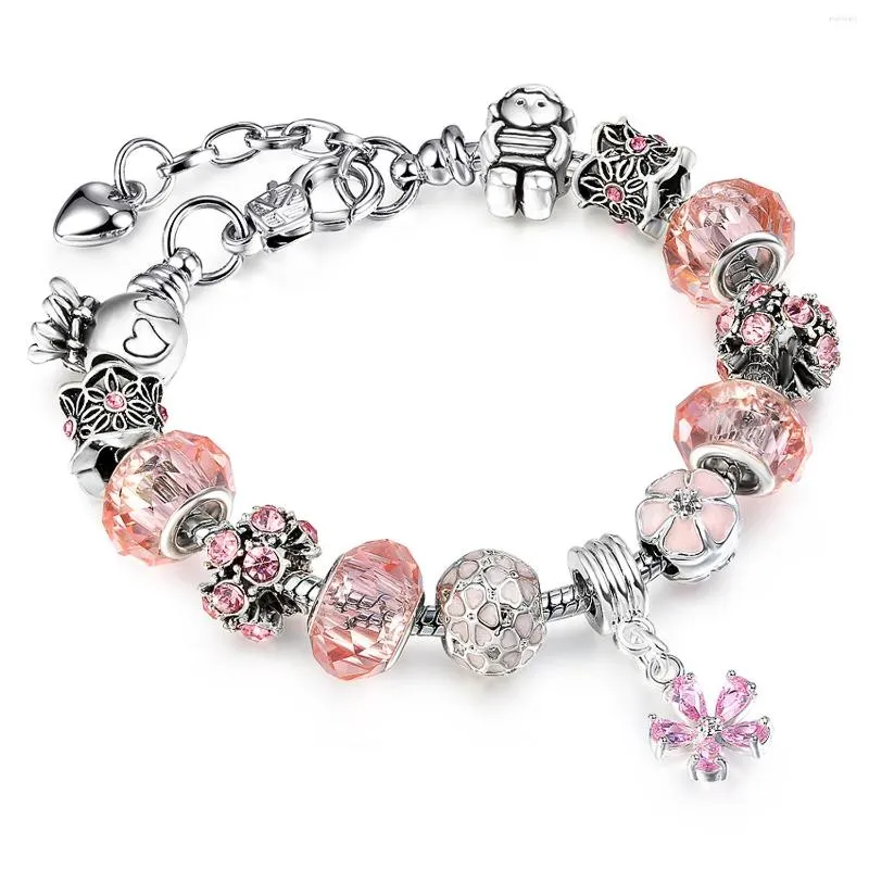 Braccialetti a maglie Corona regolabile e gioielli alla moda con fiori Bracciale rigido adatto con ciondoli Set Regali per ragazze adolescenti