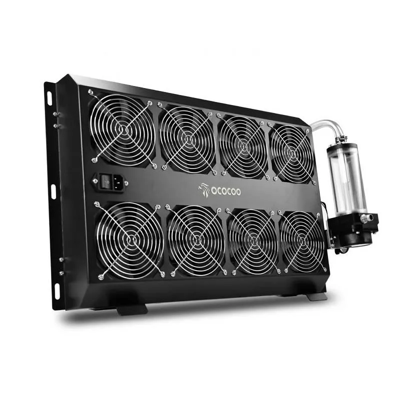 Refroidissement tout dans un radiateur de refroidissement d'eau avec des ventilateurs et pomper 8 pcs ventilateur de refroidissement refroidisseur d'eau silencieux pour les mineurs