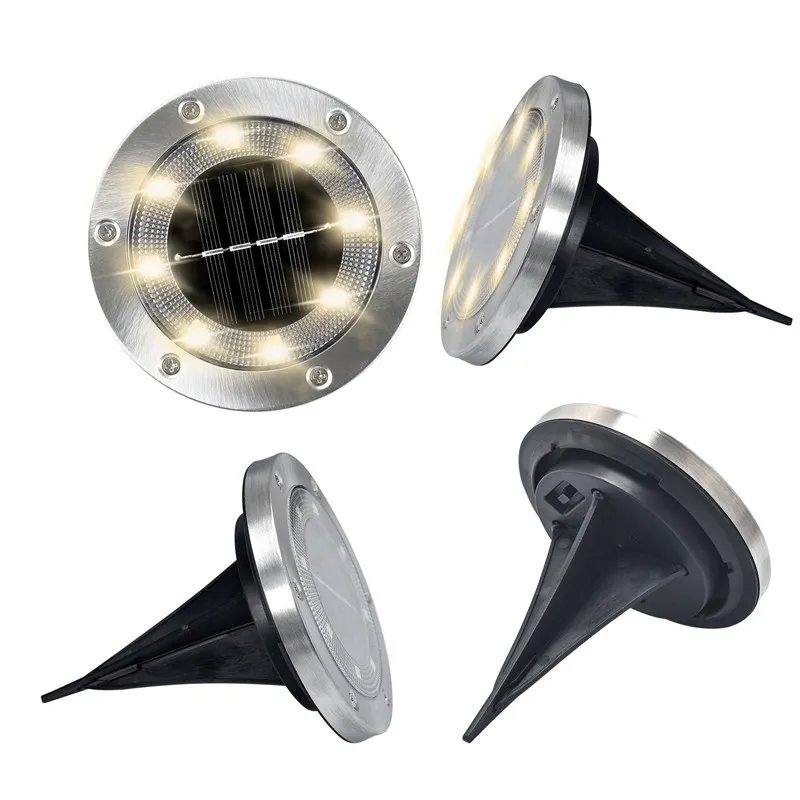 Ulepszone 8/16 LED LEAD LEGNN LEGHT GLATO WODOR WODNOODOWE LAMPY OGRODOWE Słoneczne Lampy Dekoracji Dysku Piecik Oświetlenie Krajobrazowe Oświetlenie 2PCS/Lot D2.5