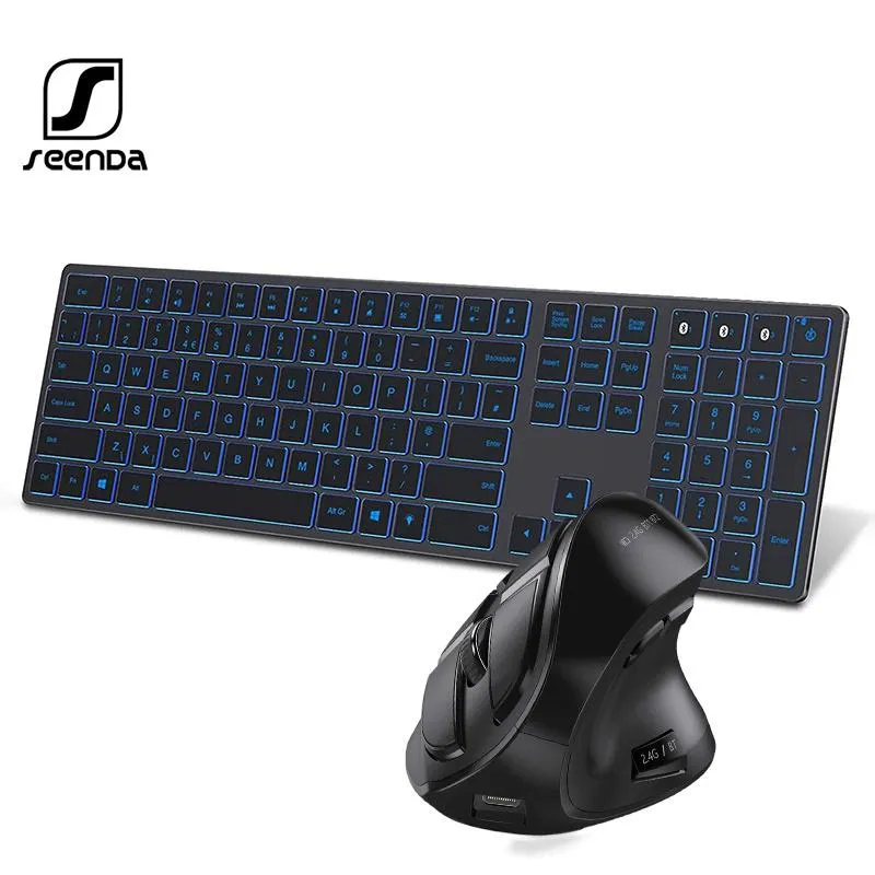 Combos SeenDa Bluetooth clavier sans fil souris Combo mince Rechargeable multi-appareil clavier silencieux ensemble pour Ipad Mac ordinateur portable