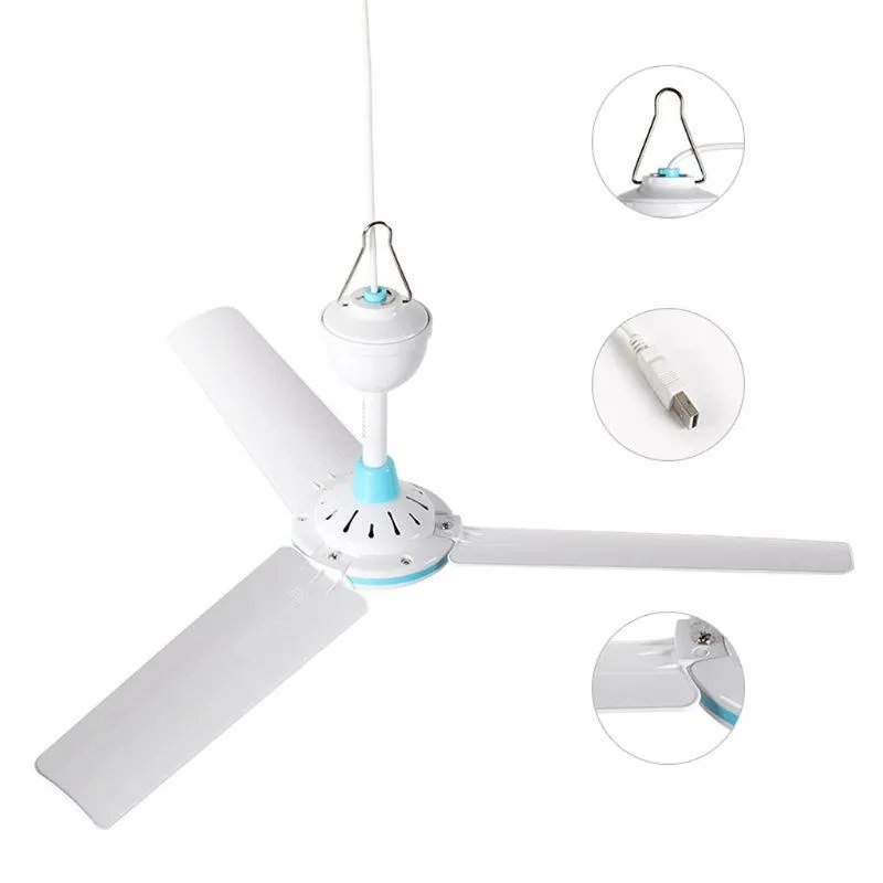 Gadgets Universal Household 5V Ceiling Fan Air Cooler Hanging USB Powered Tent Fans for Home Bed Camping Outdoor Office