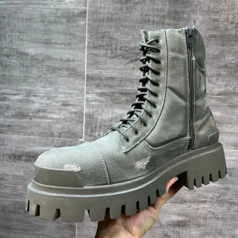 Projektant Man Canvas Retro Army Green Men Denim buty Klasyczne męskie trampki Treakers Land Bota